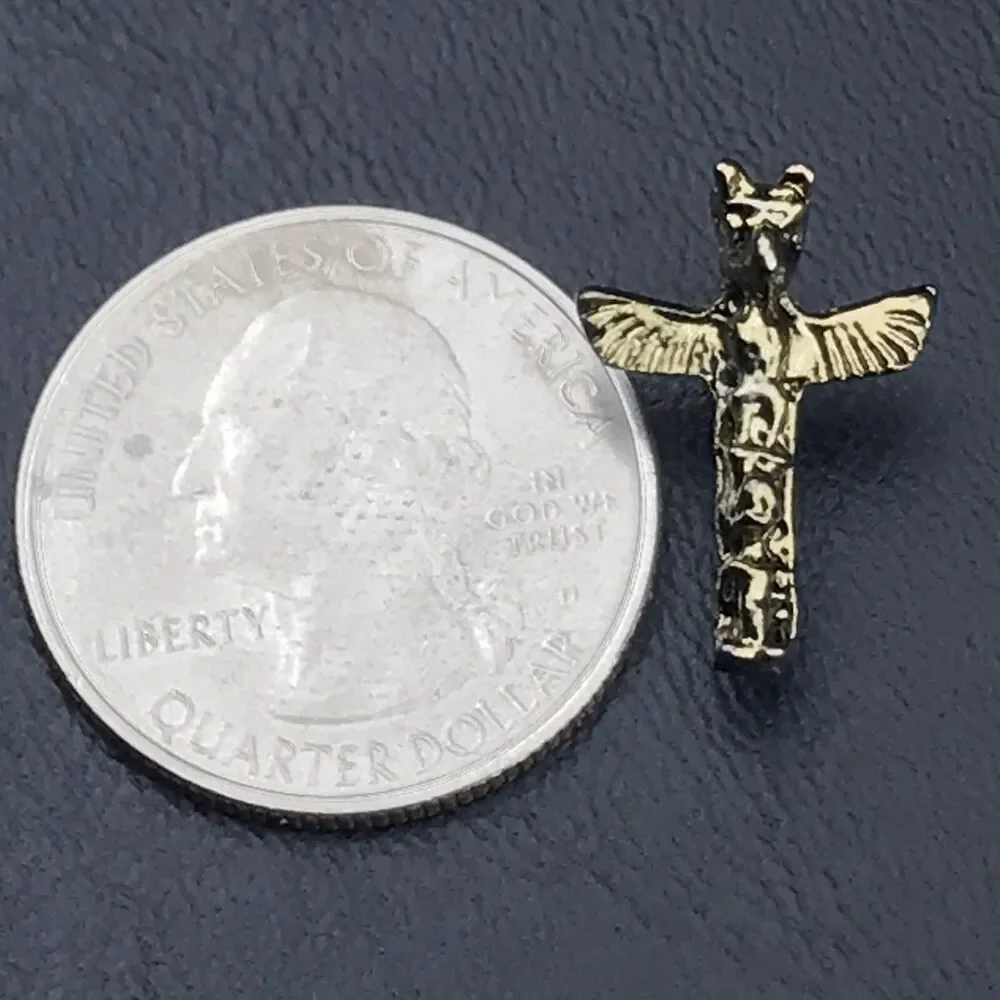 Totem Pole Pin Brooch Gold Tone Vintage Small